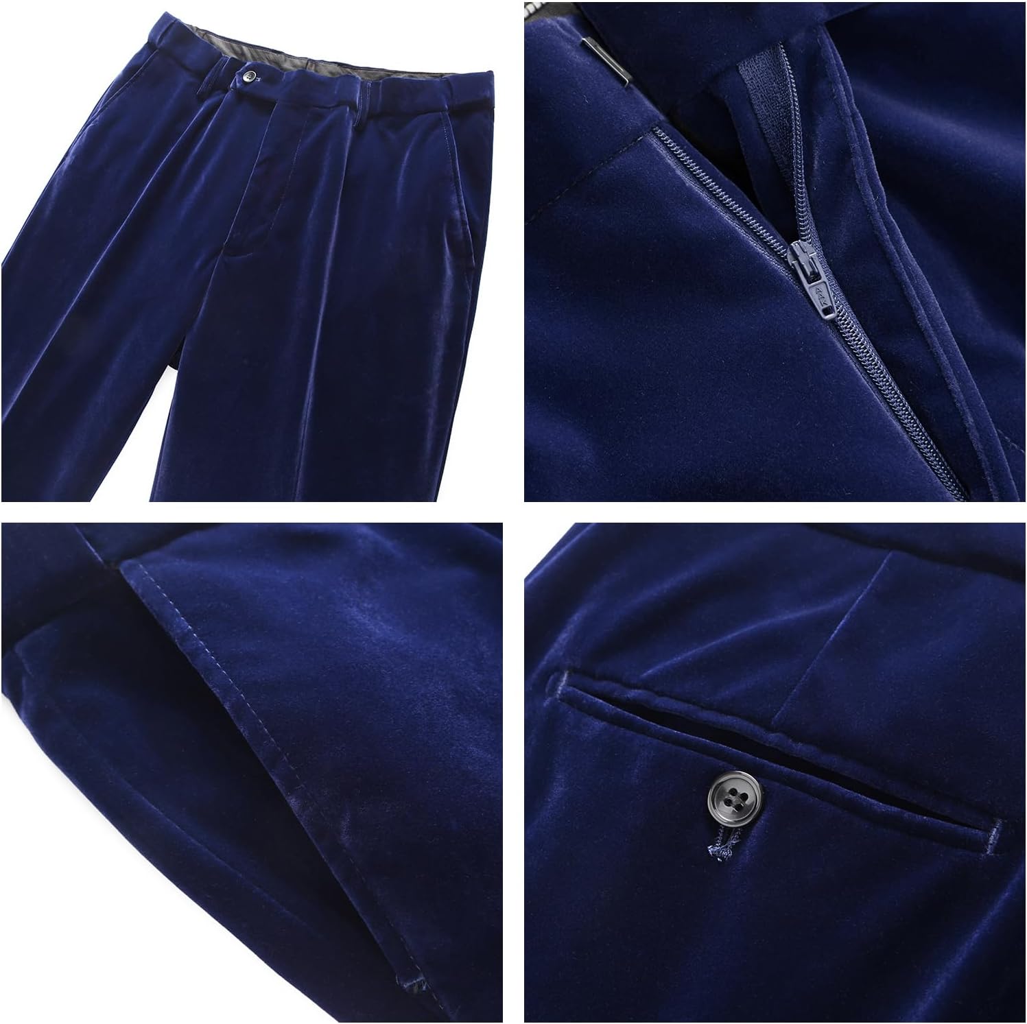 Mens Velvet 3 Piece Suits Slim Fit Peaked Lapel One Button Tuxedo Dinner Jacket Vest Pants Suit Set - Image 7