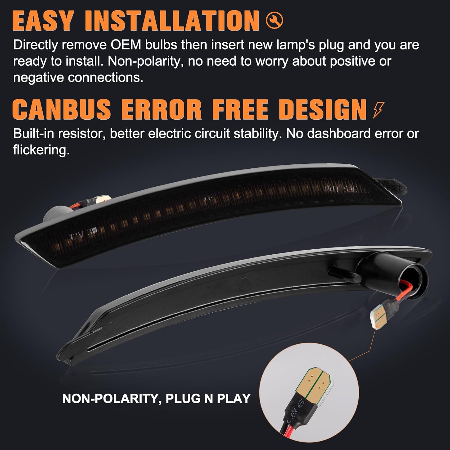 Gempro LED Side Marker Lights Rear Red Bumper Marker Lamps for 2008-2014 MINI Cooper R55 R56 R57 R58 R59 R60 R61 Reflectors Smoked Len, 2PCS