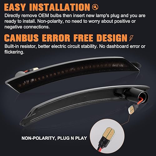 Miniatura 4 de Gempro Luces LED de marcador laterales traseras rojas para parachoques 2008-2014 MINI Cooper R55 R56 R57 R58 R59 R60 R61 Reflectores lente ahumada,