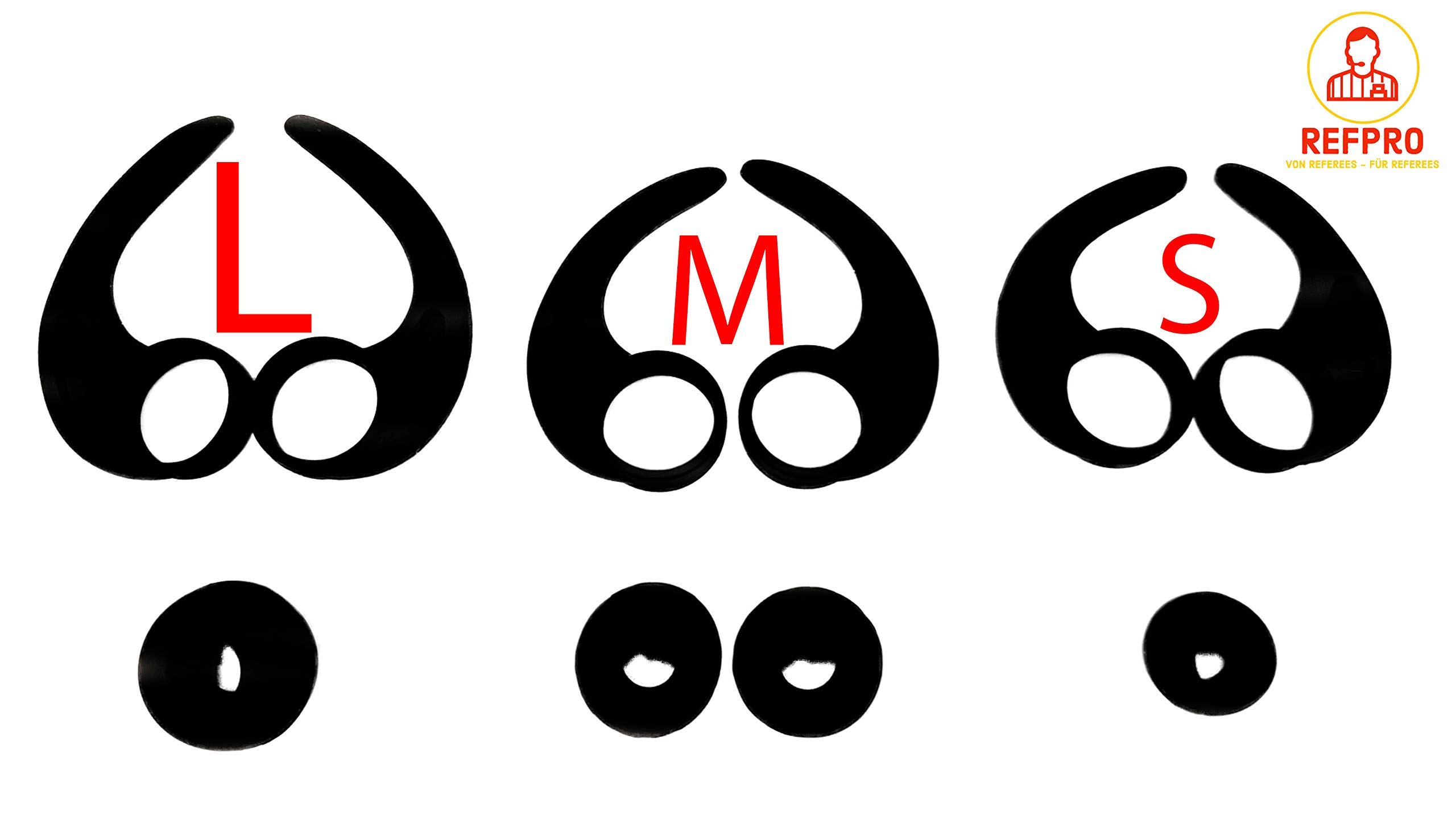 Écouteurs intra-auriculaires pour arbitre avec microphone - Tailles réglables - Grand confort - Qualité audio parfaite - Résistant - Ajustement individuel possible
