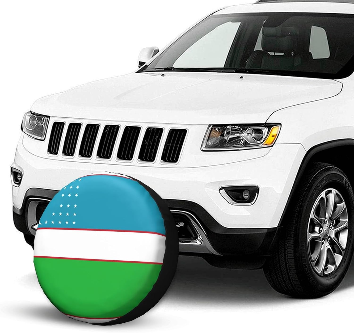 Flag of The Republic of Uzbekistan Print Tire Cover Universal Spare Wheel for Trailer Rv SUV Truck Camper Travel Accessories