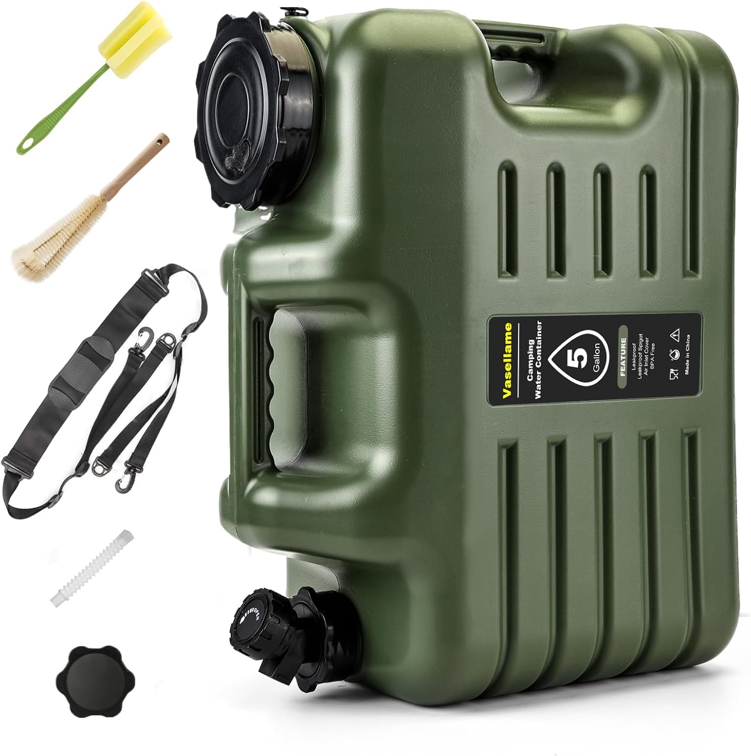 5 Gallon Water Jug with Spigot, Leak-Proof Portable Camping Water Containers, BPA Free, Outdoor Hiking & Emergency Picnic Storage Water Tank