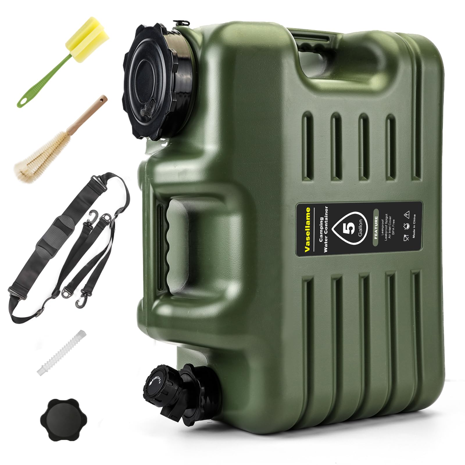 5 Gallon Water Jug with Spigot, Leak-Proof Portable Camping Water Containers, BPA Free, Outdoor Hiking & Emergency Picnic Storage Water Tank