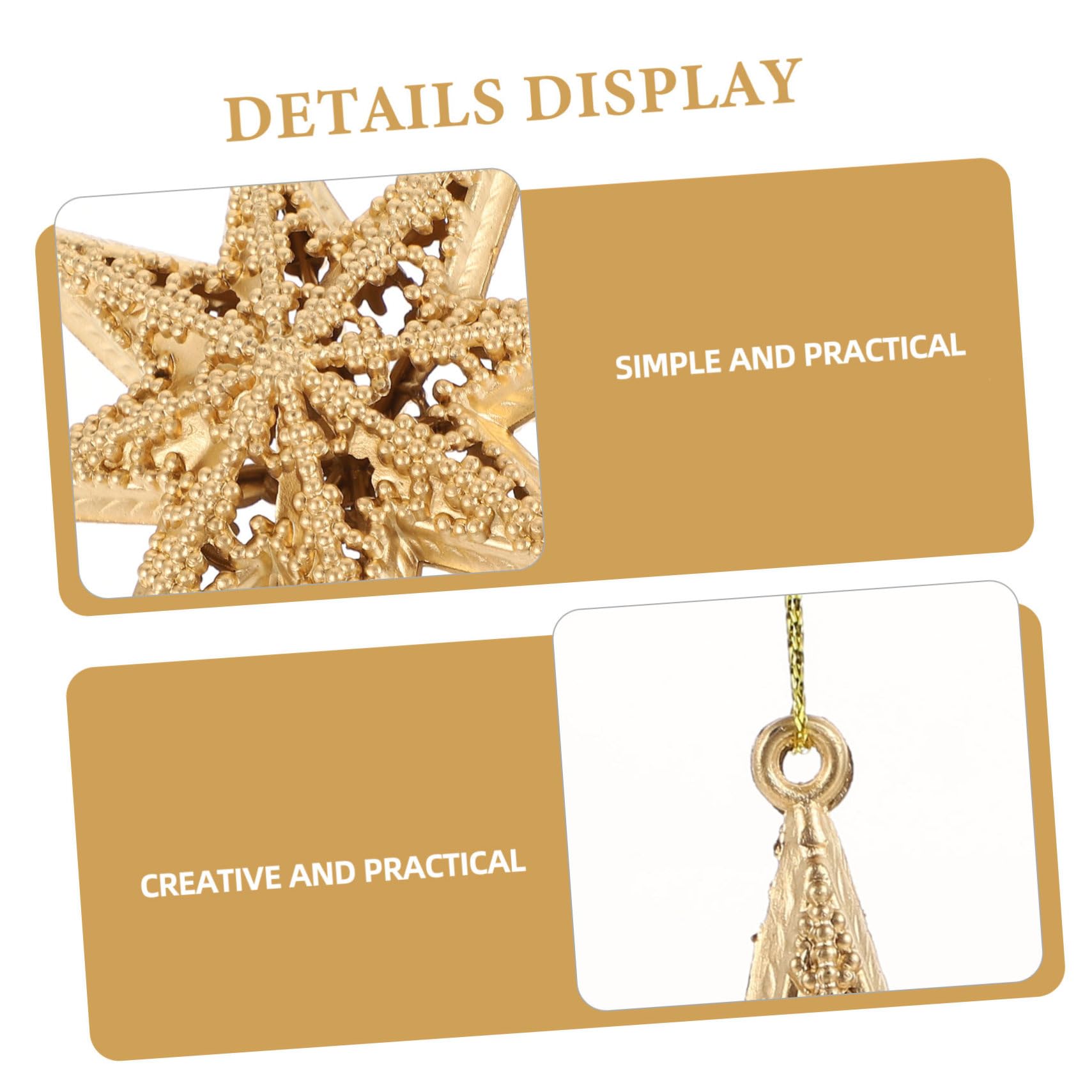 Cabilock 5 Set Ciondolo Stella Dorata Decorazione Superiore Dell'albero Di Natale Pendenti Dell'albero Di Natale D'oro Pendenti Natalizi Ciondolo Natalizio Decorazioni Natalizie 6 Pezzi * 5