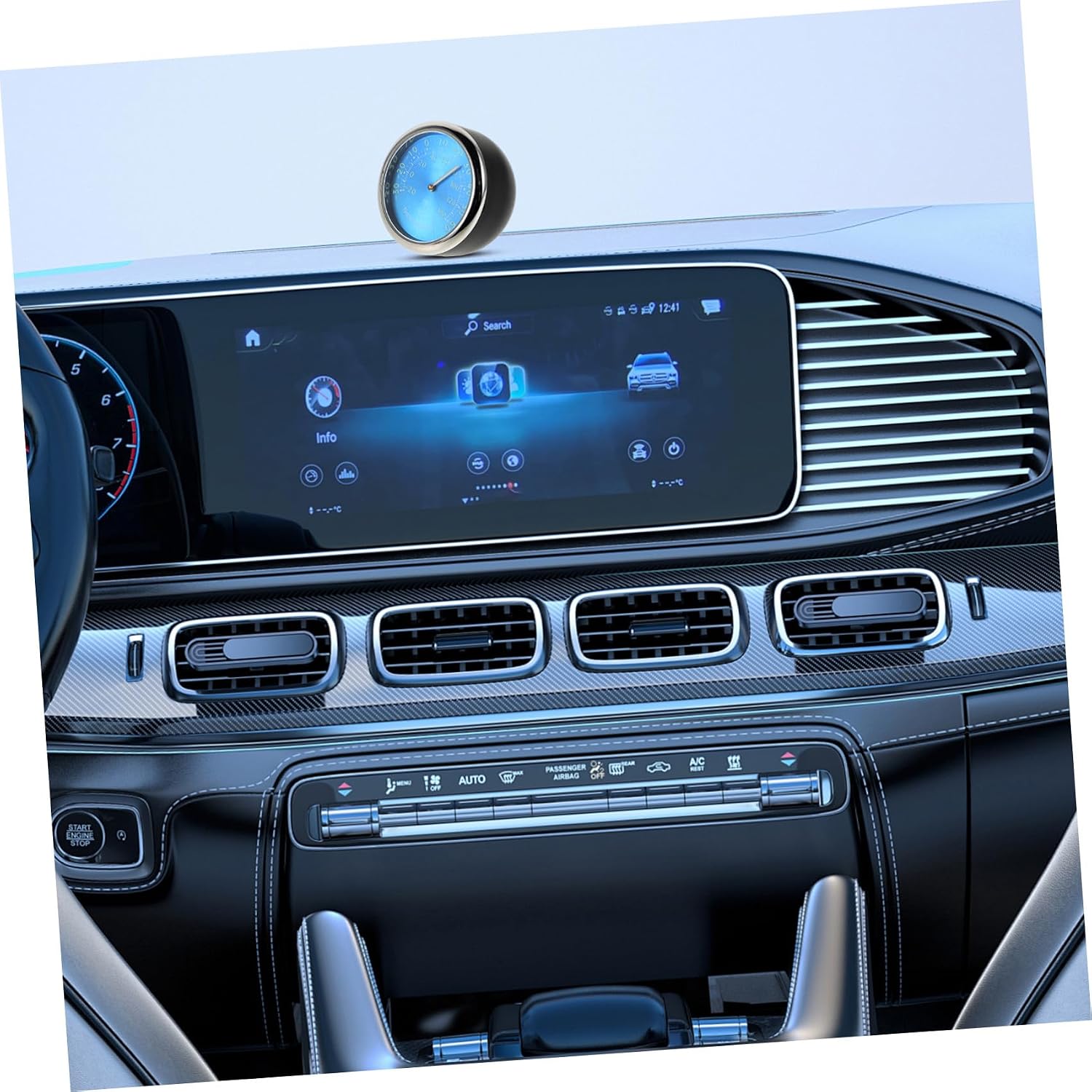 Alipis Luminous Car Interior Thermometer with Electronic Quartz Clock Precise Temperature Monitoring for Night Driving Glow Display for Vehicle Dashboard Safety