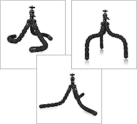 Vista 6 de Mini trípode para teléfono, flexible, de alta calidad, compatible con iPhone Samsung Go Pro, cámara digital pequeña, color negro