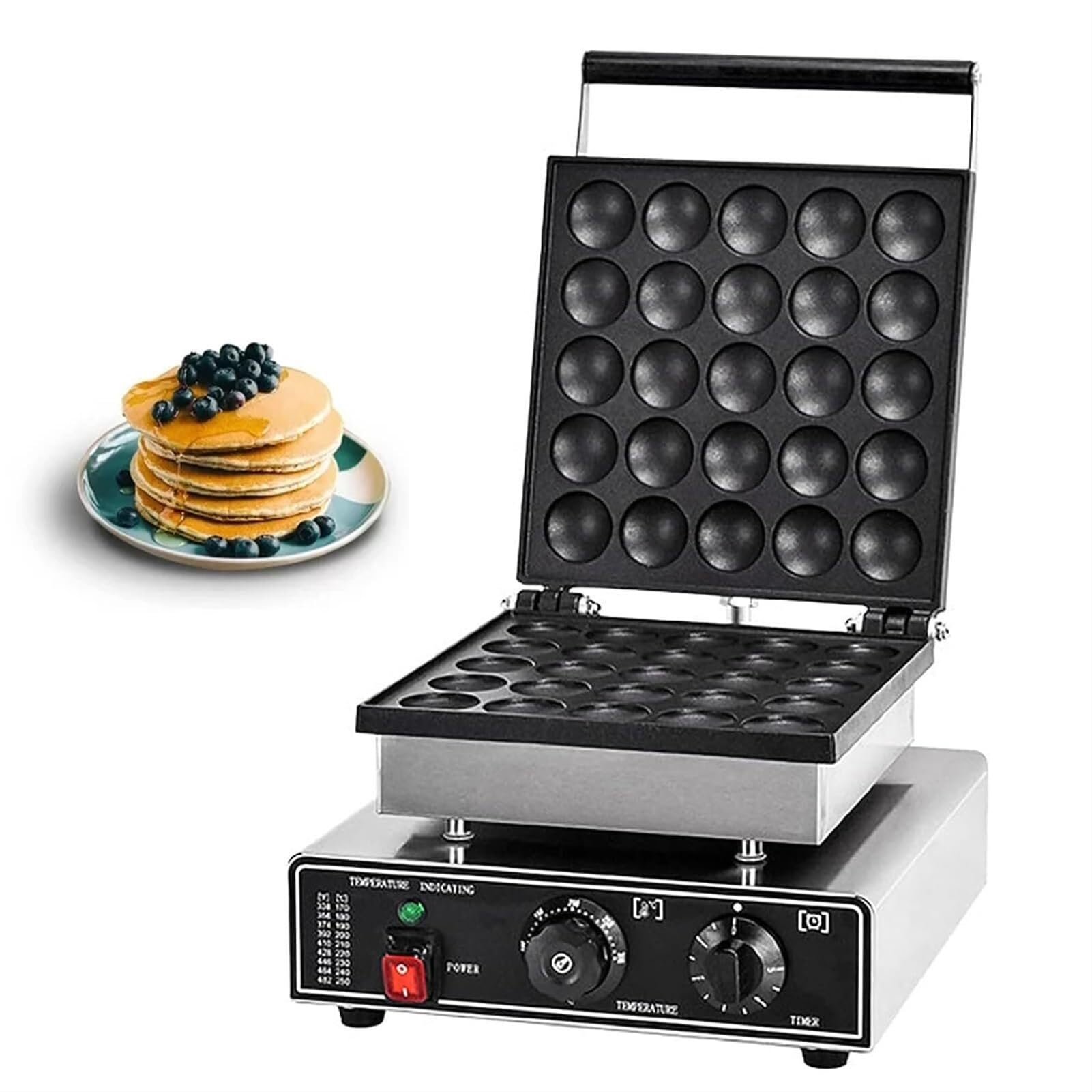 25 Pezzi Mini Macchina per Pancake Olandesi, Macchina per la Preparazione di poffertjes Commerciale da 1750 W, Macchina elettrica Antiaderente per Waffle dorayaki per casa, Cucina,