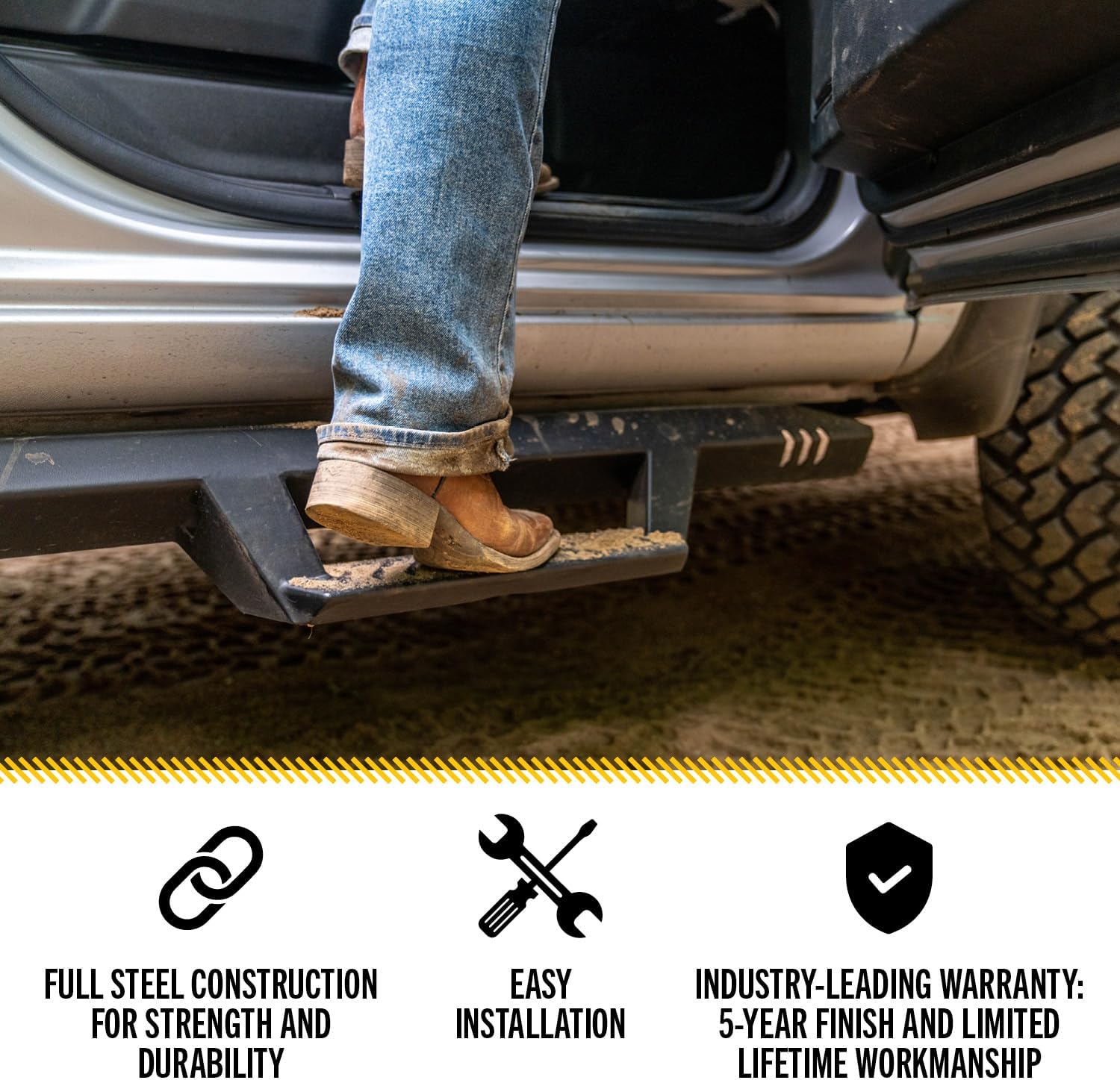 N-Fab EpYx Steps | Textured Black, Cab Length | EXJ074-TX | Fits 2007-2018 Jeep Wrangler JK 4 Door SUV, SRW Gas