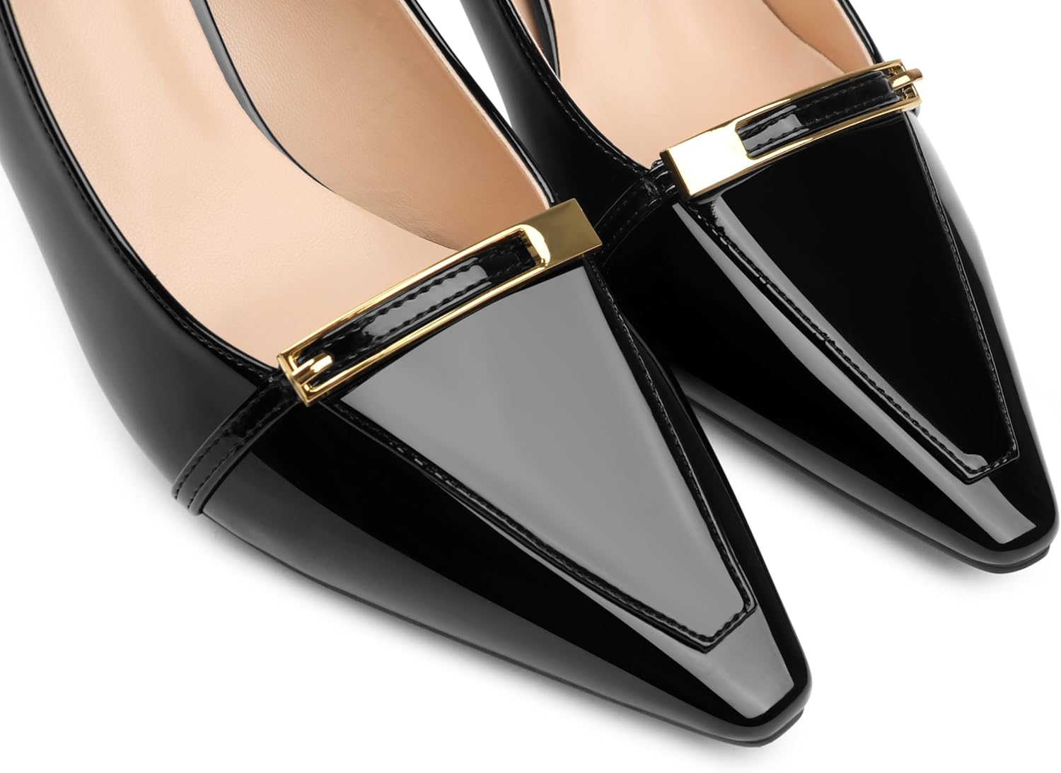 COLETER Women's Kitten Heels Pointed Toe Low Heel Pumps Comfortable Office Wedding Dress Shoes - Image 4