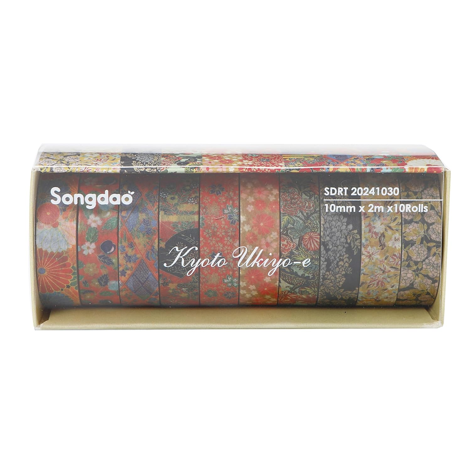 10 Rolls Ukiyo-e Style Washi Tape Set Japanese Kyoto Arts Adhesive Tapes Skinny Decorative Masking Tape Sets for Craft, Kids, Scrapbook, DIY, Gift Wrapping (Artisan Spirit) image 3