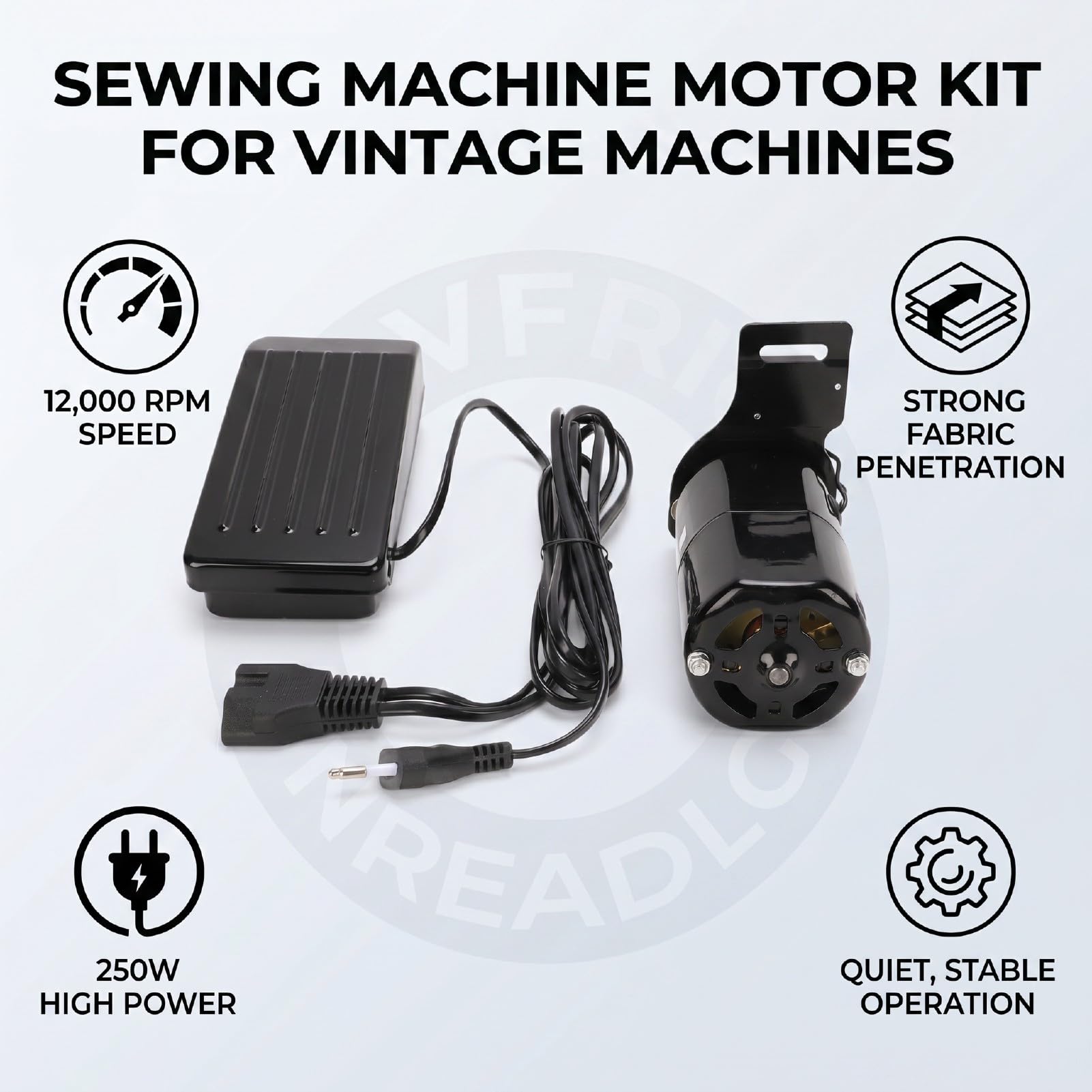 Haofy Motor de Máquina de Coser 250W 12000RPM Kit de Pedal de Pie Motor de Repuesto de Alta Velocidad con Controlador de Velocidad Variable para Máquinas de Coser Domésticas Antiguas