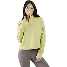 90 Degree By Reflex Cropped Two Tone Heather Long Sleeve Quarter Zip Jacket
