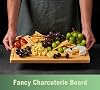 Tabla de cortar de bambú para cocina, tabla de charcutería y queso de madera grande de 18 pulgadas, bloque de cortar con asas laterales y ranuras para jugos 5