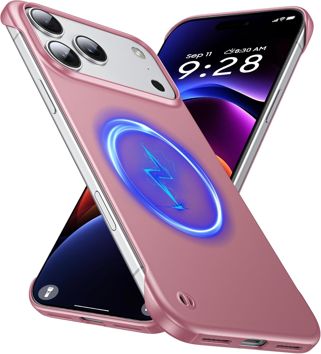 Product image of Magnetic Ultra Thin Frosted Designed for iPhone 17 Pro Max Frameless Case 6.9 inch [Compatible with MagSafe] Slim Minimalist Lightweight Matte Hard Cover Protective Borderless Case-Dawn Pink