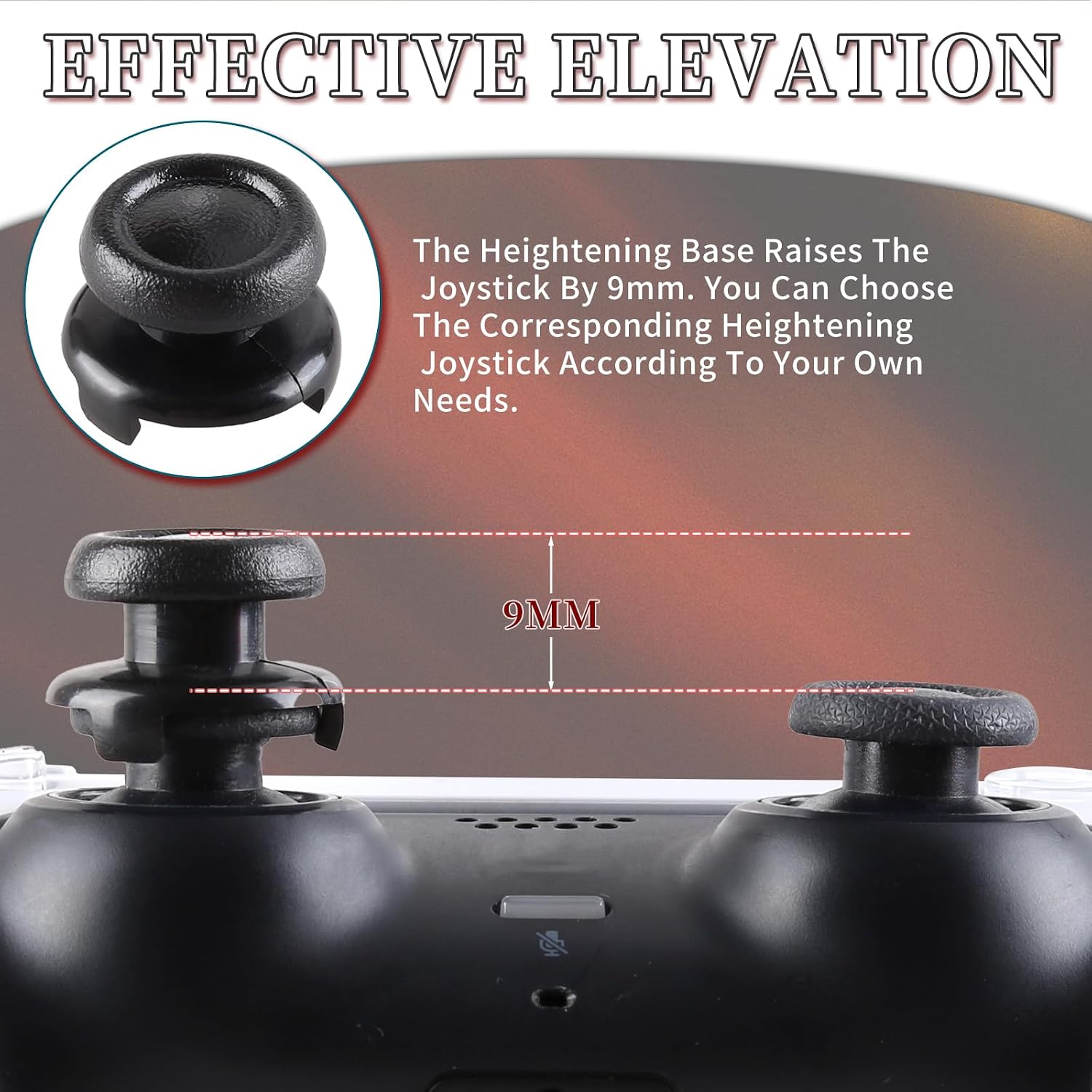Split Anti-Slip Controller Skin Set, with 2 Thumb Grips & 2 Elevated Base, Individually Silicone Grip Controller Case for PS5 DualSense Wireless Edition（Black）