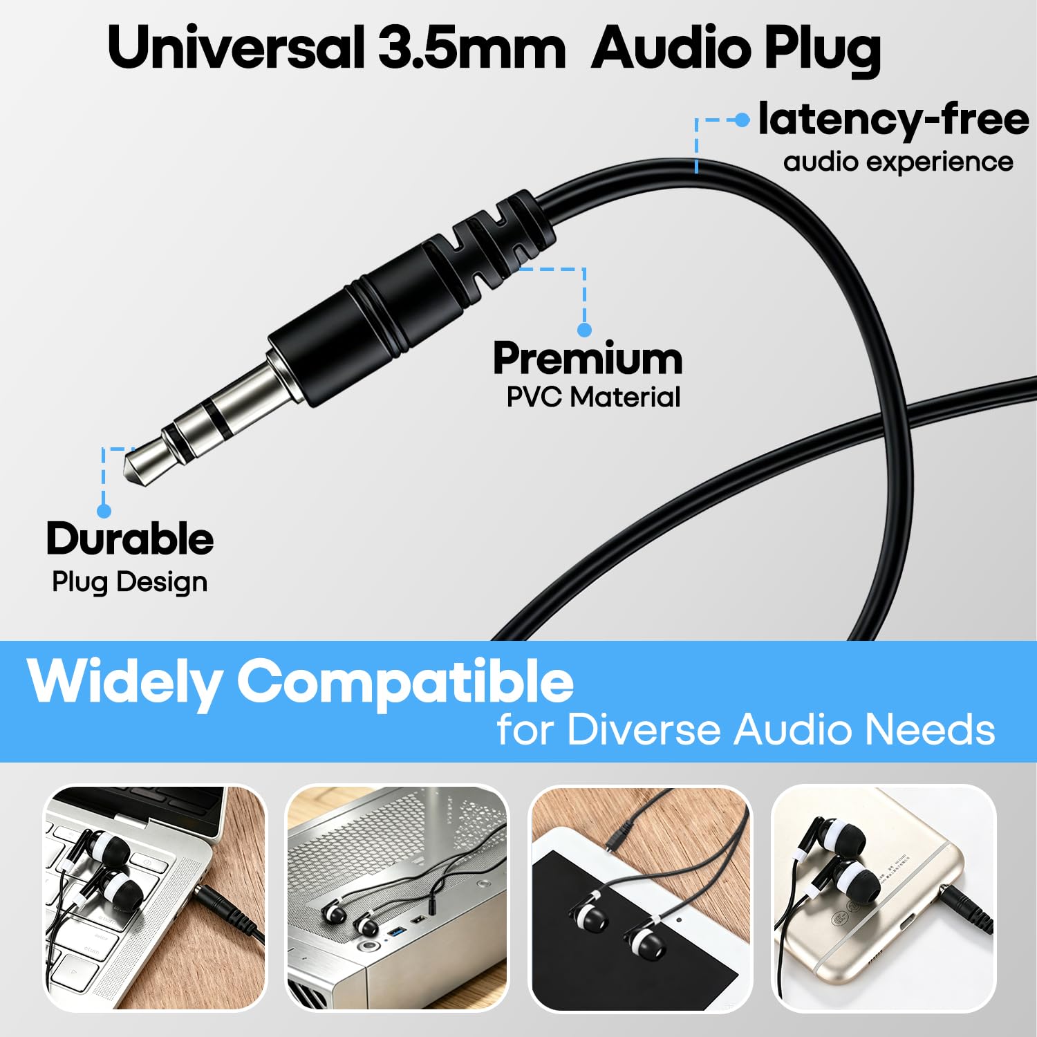Bulk - Confezione da 120 auricolari cablati per studenti e studenti, con jack da 3,5 mm, per computer Chromebook, laptop, PC (HY01, 120, nero)