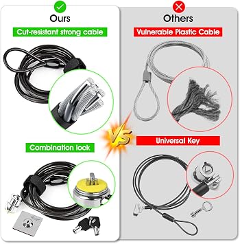 Laptop Cable Lock Hardware Security Cable Lock Anti Theft, Anchor Plate & 2 Keys Compatible with Notebooks Smart Phone Tablet Electronic Products (2 Pack)
