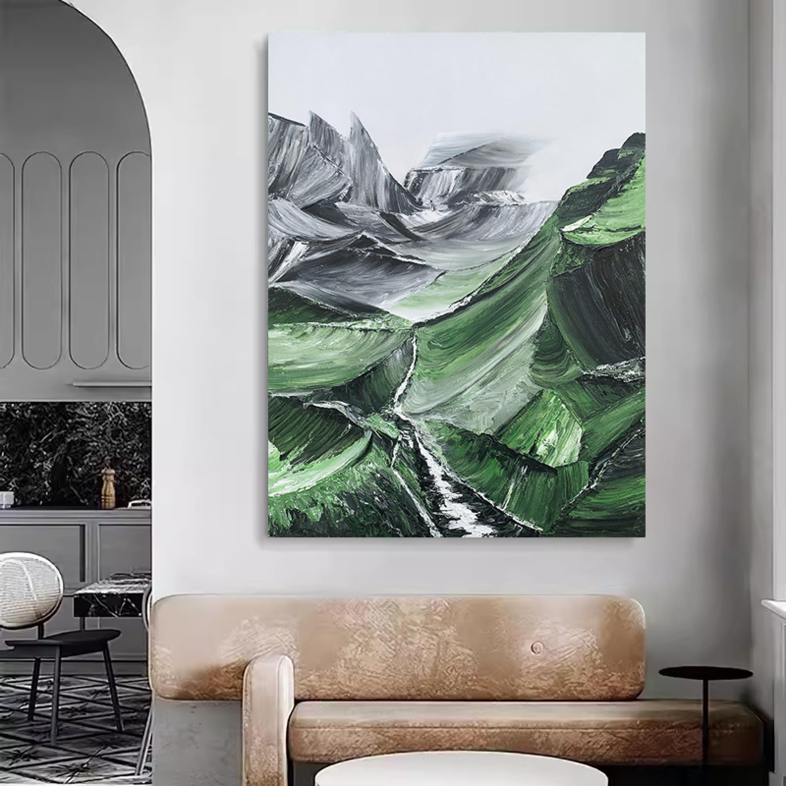 Peinture à l'huile abstraite de paysage de montagne de neige pour grand mur moderne