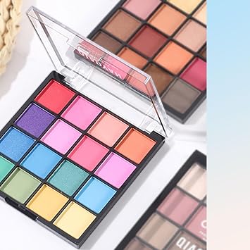Rainbow Eyeshadow Make up Palette, 16 Colors Colorful Glitter Matte Eye Shadow Pallets, Orange Red Purple Eyes Makeup, Highly Pigmented Shimmer Gift for Girls Women Christmas