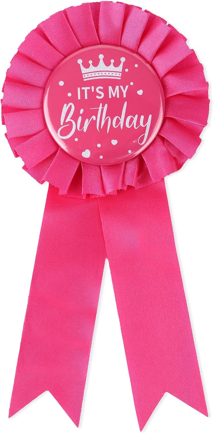 It’s My Birthday Brooch Pin, Satin Happy Birthday Ribbon Badge Button Ideal Themed Party Decorations Awards & Celebrations Supplies for Women and Men