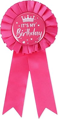 Its My Birthday Brooch Pin, Satin Happy Birthday Ribbon Badge Button Ideal Themed Party Decorations Awards & Celebrations Supplies for Women and Men