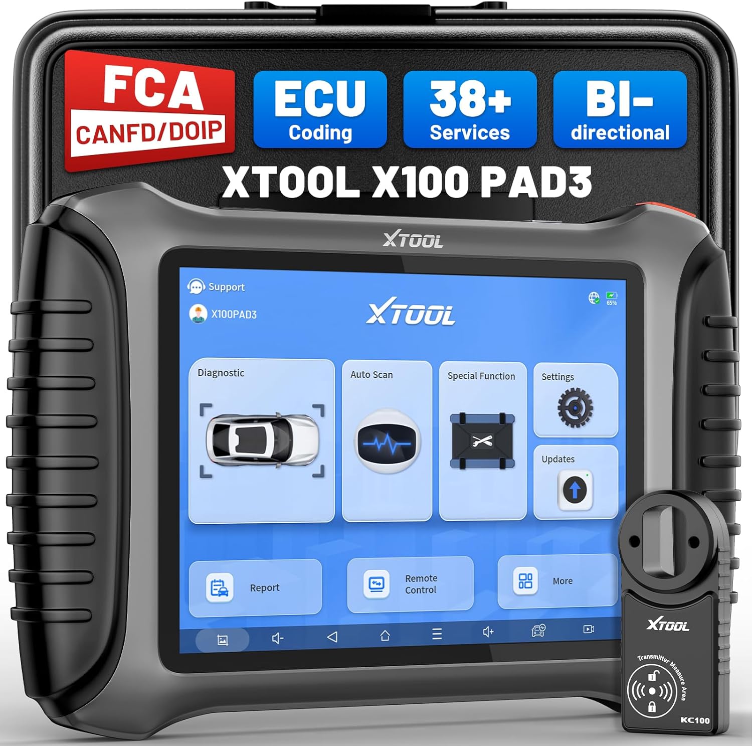 XTOOL X100 PAD3 AI-Assisted Scan Tool & Pr0grammer Tool with [KC100+EEPROM Adapter Kit], All System Bidirectional OBD2 Scanner with FCA AutoAuth, 38+ Resets, ECU C0ding, CAN FD & DOIP, 2 Years Update