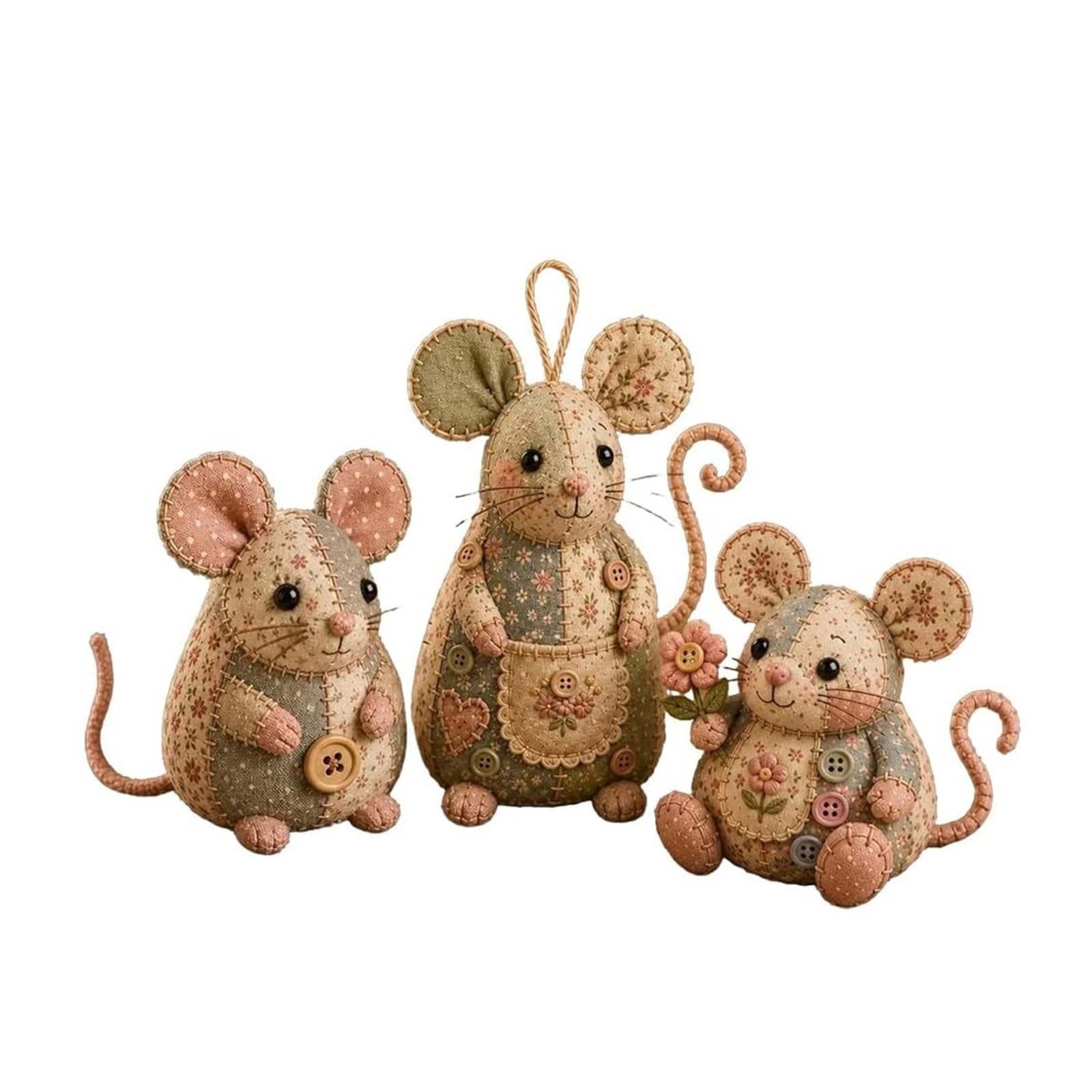 kit de tela para acolchar diy Kit de ratón patchwork bricolaje 3 piezas | Kit de manualidades for coser a mano