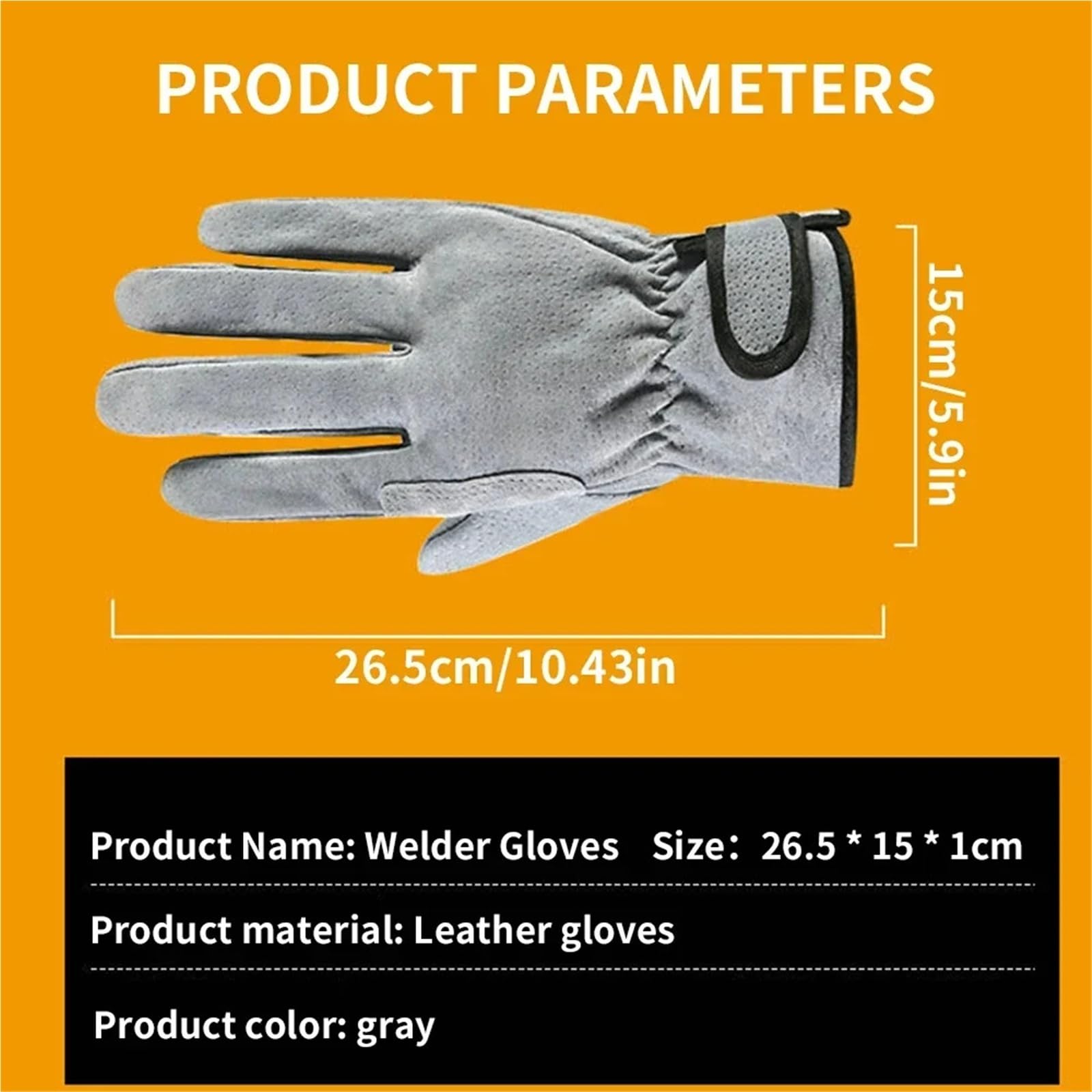 Compatible con guantes de soldadura de cuero de vaca, protección de manos resistentes al calor, guantes de trabajo de seguridad for tareas de soldador
