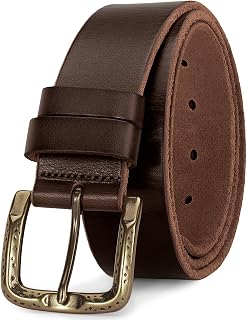 Men's Everyday Casual Belt - 1.5 Inch Full Grain Genuine Leather with Brass Buckle