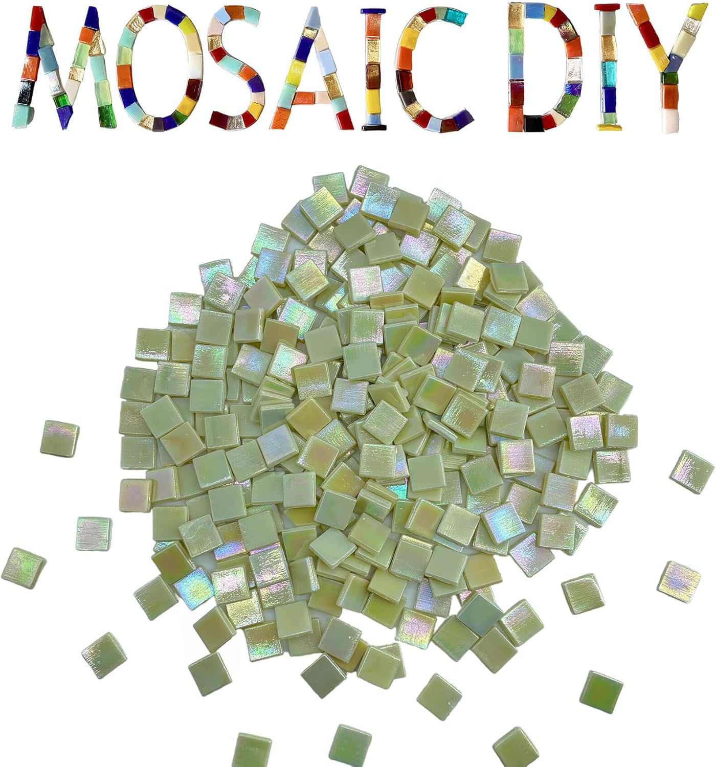 SMEIINIK 500g/1.1lb Bulk Iridescent Glass Mosaic Tiles for