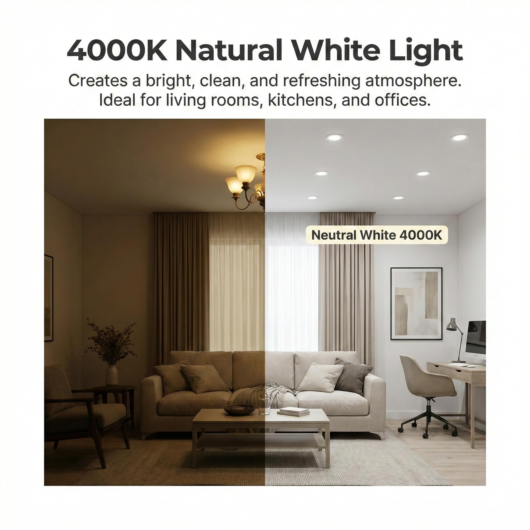 Lot de 36 Spots LED Encastrables Extra Plat, 4W Équivalent 35W, 4000K Blanc Neutre, 339lm, Ø75-80mm, Panel Downlight Plafonnier pour Salon Cuisine Bureau, IRC 83, Sans Scintillement (Pack Économique)