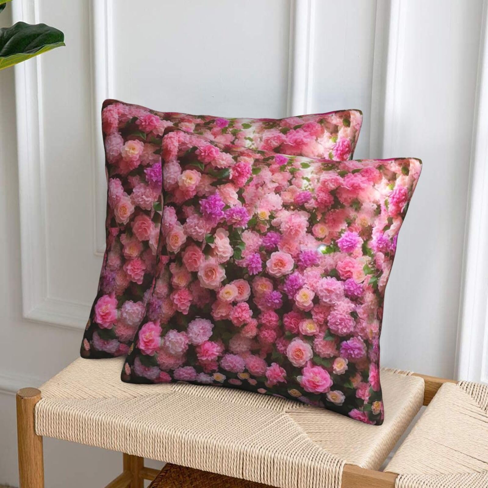 NONHAI Decorative Throw Pillow Covers Set of 2, 12"x12" Square Cushion Case Soft Comfy Flower Wall Throw Pillows for Couch Cushion Livingroom Farmhouse Home Decor Pillowcases