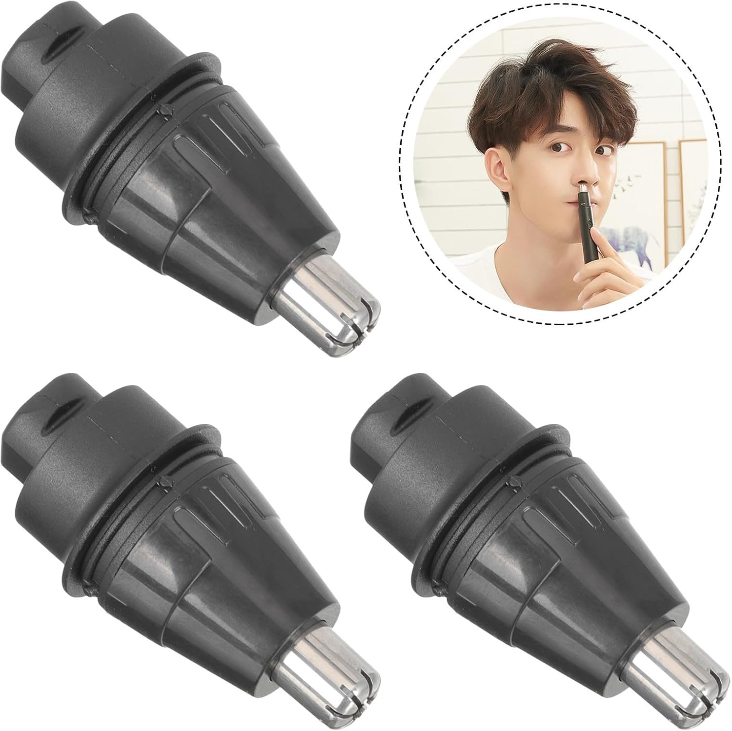 Alipis 3pcs ABS Nose Hair Trimmer Replacement Heads Black Steel