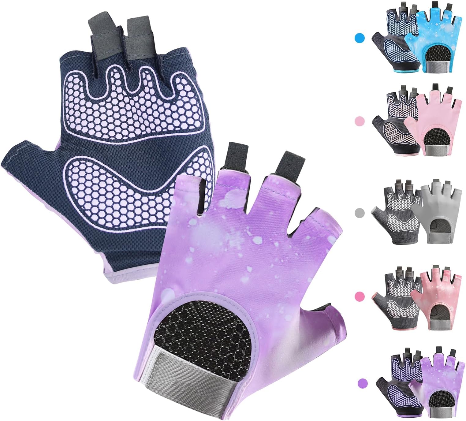 Boys Girls Non-Slip Cycling Gloves Half Finger - Padded Grips Palm for Unisex Children, Ideal for Summer Riding, MTB, Bike, Sports, Hiking, Climbing, and Gym