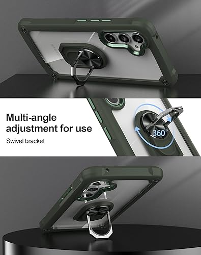 Vista 4 de Funda con soporte invisible para Samsung Galaxy A54 5G con protector de pantalla, 1 unidad y protector de lente de cámara, 2 piezas de parte trasera