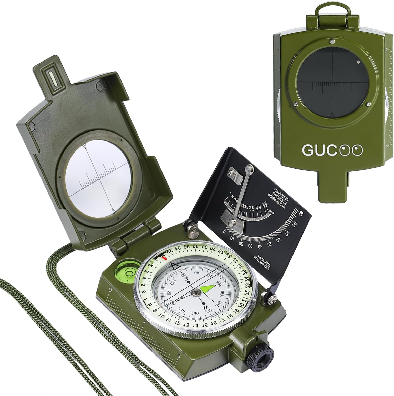 Military Lensatic Compass for Hiking Survival Camping Hunting Gifts Army Waterproof Pocket Compass for Men Magnetic Map Metal Tactical Large Navigation Tritium Compass with Mirror
