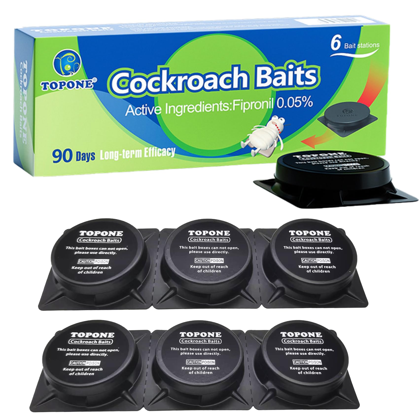 Cockroach Killer 6 PCS Cockroach Bait Station, Powerful attractant Against Cockroaches, Cockroach Repellent Roach Trap Cockroach Control Roach Killer