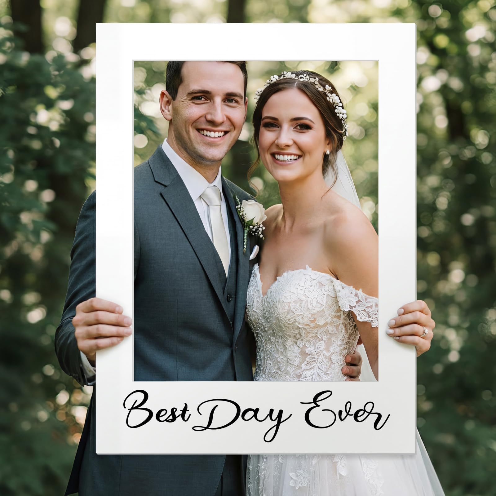 Breezehug 32 x 24 Inch Large Wedding Photo Booth Props Frame, Best Day Ever