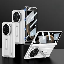 Case for Huawei Mate X6, Shockproof, Drop-Proof and Anti-Scratch Case with Stand and Screen Protector, Leather Armor Protective Case Silver White,for Mate X6