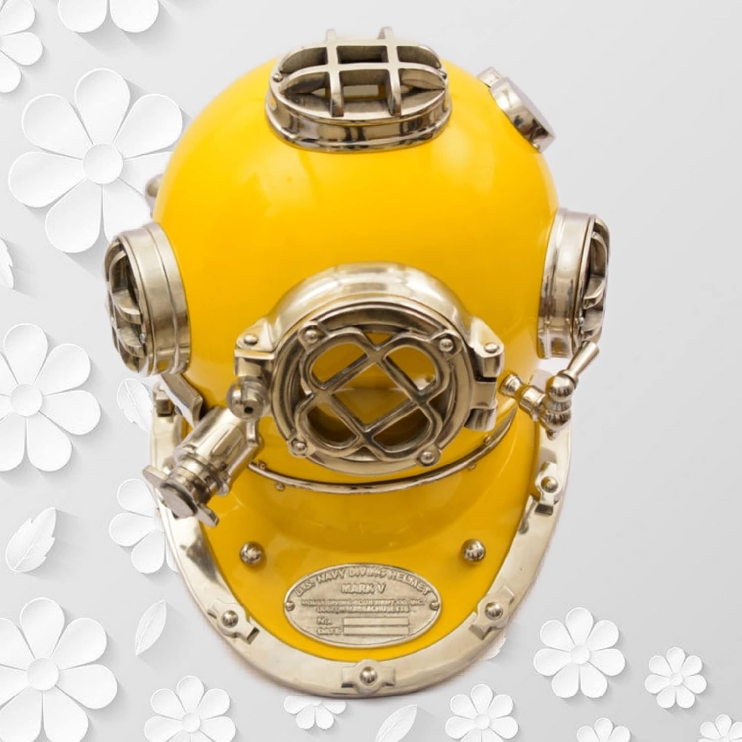US Navy Scuba Divers Helmet, USA Mark V Marine Scuba Diving Marine Yellow Helmet Look Like Antique, Standard Diving Deep Sea Helmet