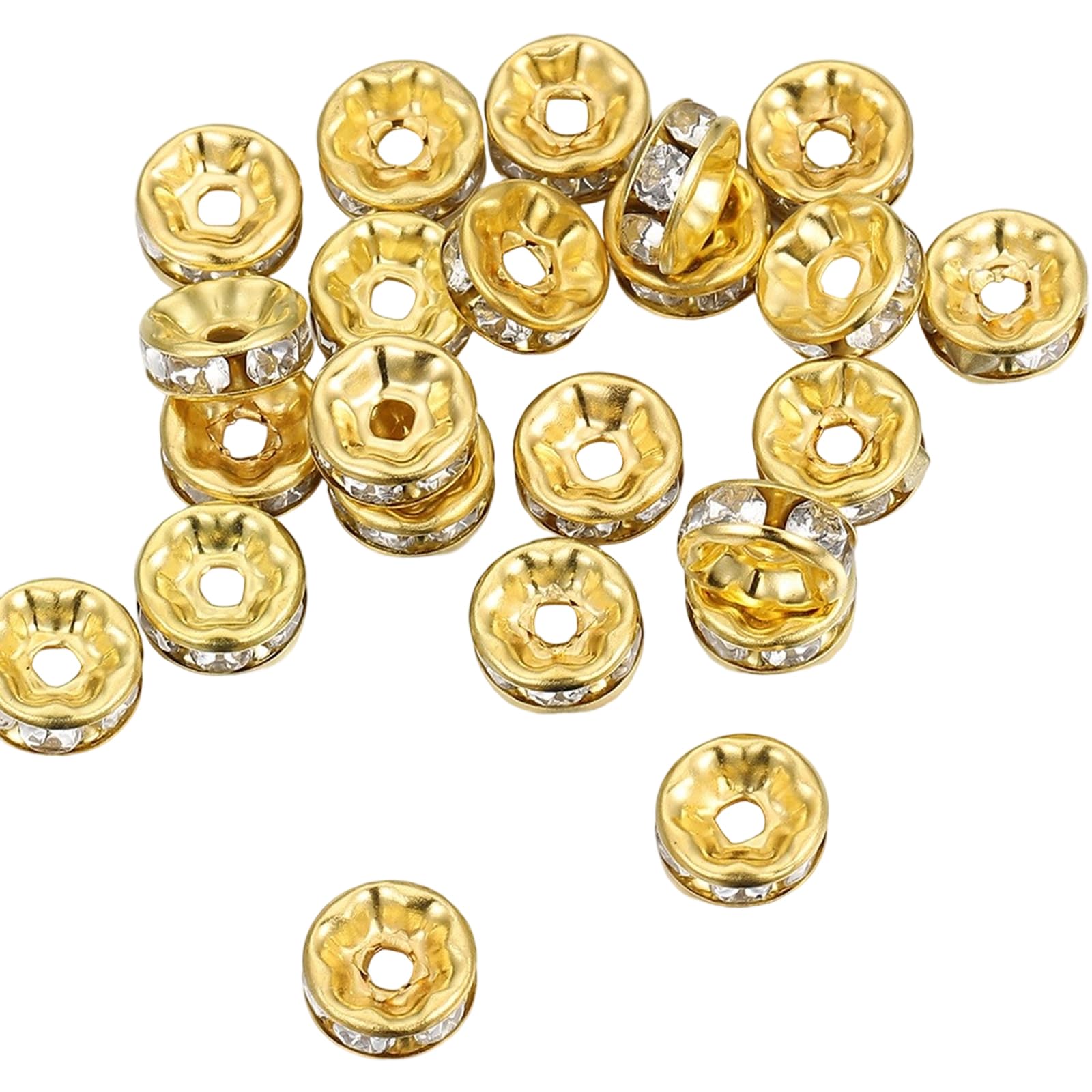 Buxuaaaa 8mm Rhinestones Spacer Beads Rondelle Crystal Loose Beads Craft Supplies for Jewelry Making Rhinestones Loose
