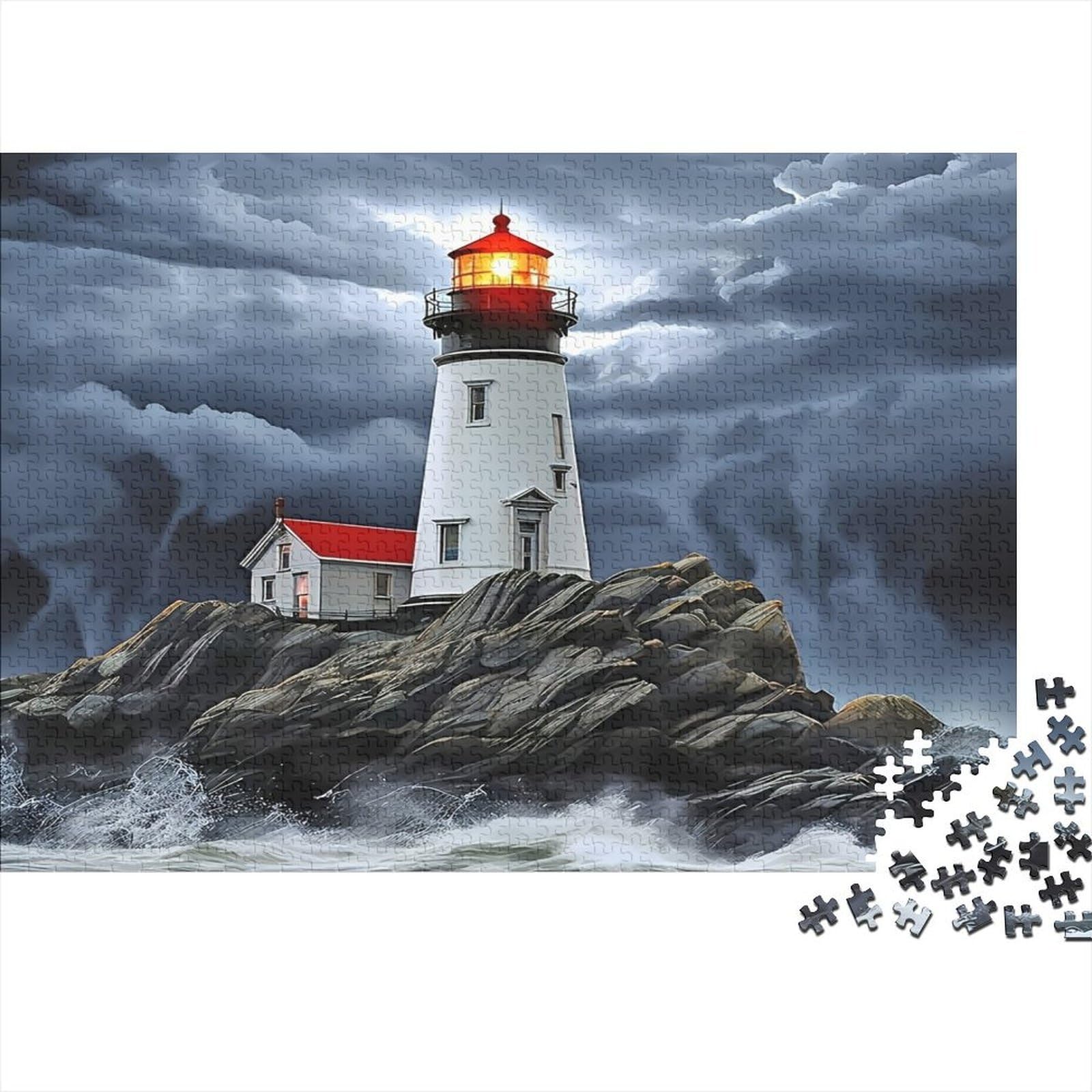 Mind Relax Lighthouse Paper Jigsaw Puzzle 1000 Pieces Adult Thick Eco Paper Coastal Landscape Puzzle for Home Decor 70x50cm/1000pcs