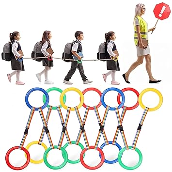 Reginary 16 Pcs Toddlers Walking Ropes Preschool Walking Rope for Kids Colorful Line Safety Loops Detachable Transition for Childrens School Kindergarten Outdoor Supplies Wrist Leashes