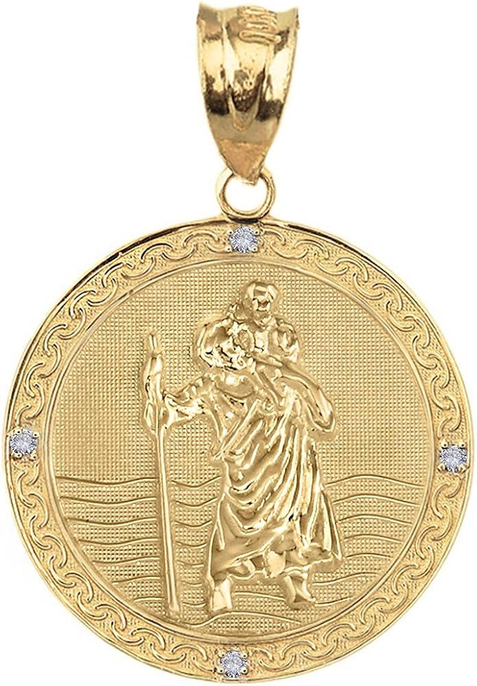 10k Gold St Christopher Diamond Medal 