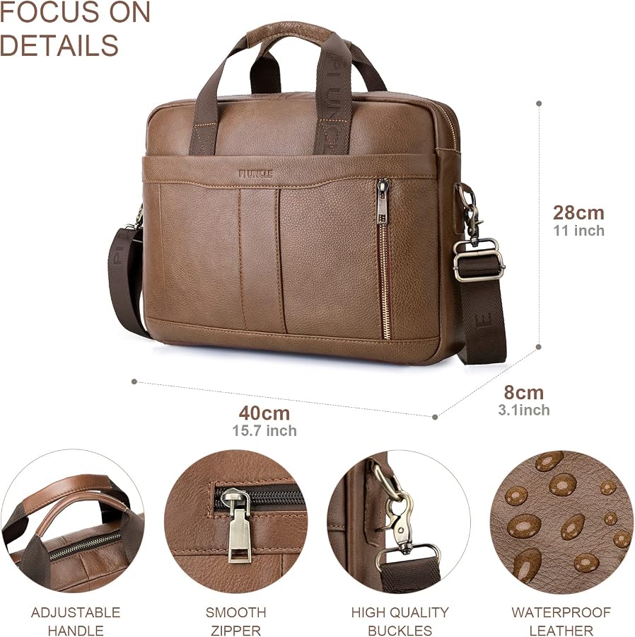 Sacoche Ordinateur Portable 15,6/16 Pouces SPAHER – Oxford 1000D, Bandoulière, Multiple Compartiments, Noir