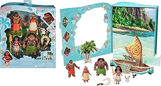 Disney Princess Toys, Moana Story Pack with 6 Key Characters, Small Dolls, Figures and Accessories Inspired by Disney Movies, Gifts for Kids