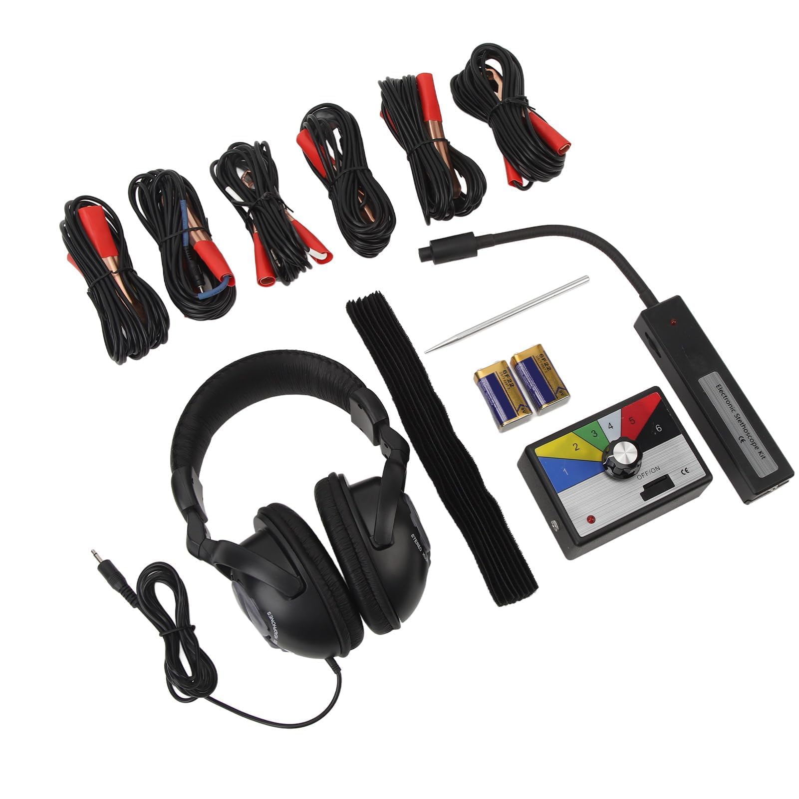 Chassis-Ohr-Auto-Diagnose-Tool-Kit, Elektronisches Stethoskop-Kit, 6 Kanäle, Hohe Empfindlichkeit, Anti-Interferenz, Genaue Motorgeräusch-Diagnose, Scope-Mechanik-Tool