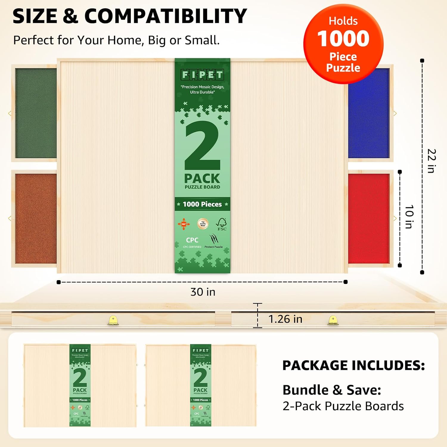 2 Pack Rotating Puzzle Board with Drawers and Cover - 1000 Piece Portable Jigsaw Puzzle Board Lightweight Puzzle Tray for Adults & Families Home Entertainment - 30" X 22"