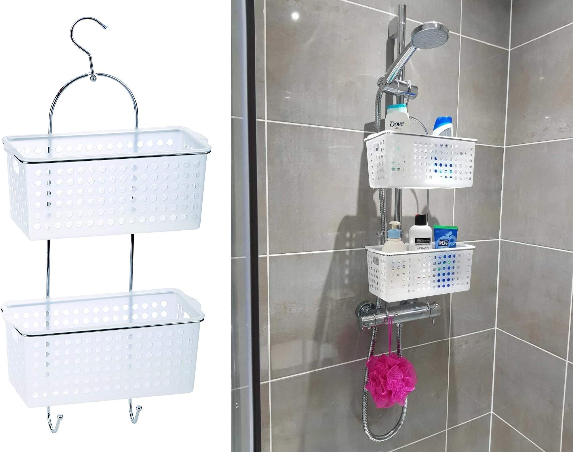 simplywire – 3 Tier Hanging Shower Caddy – Rust Resistant – Chrome ...