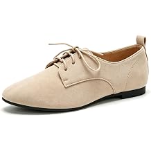 Women's Polished Pu Classic Flat Oxfords Modern Low Top Non Slip Soft Sole Lace Up Dress Flat Shoes Comfortable Pointed Toe Business Formal Work Shoes